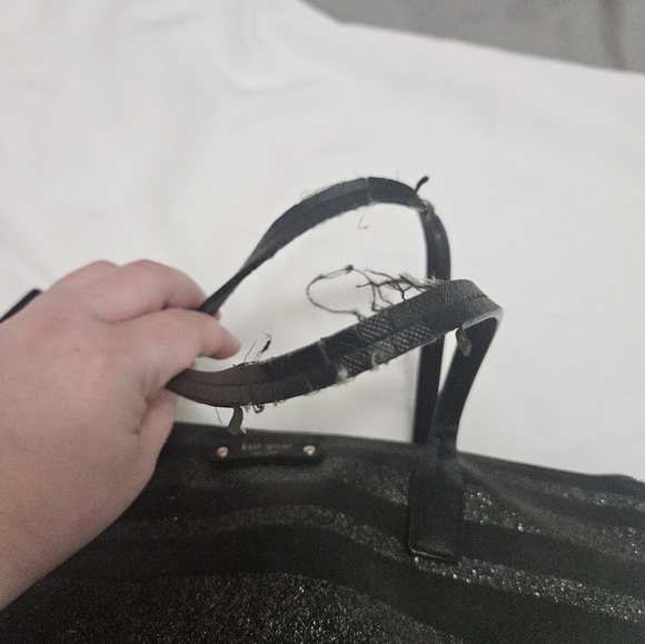 Kate Spade Black Glitter Striped Hand Bag! - Picture 3 of 9